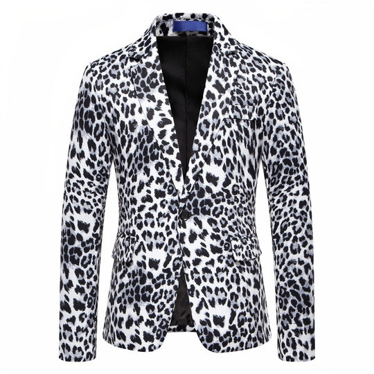 Herren Designer-Blazer mit auffälligem Leopardenmuster und edlem Schnitt R&B