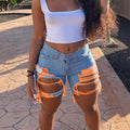 Damen modische Destroyed Jeans-Shorts R&B