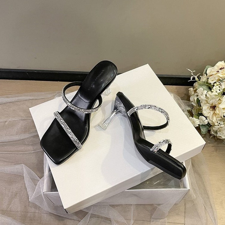 Damen Elegante Riemchen Slipper mit glitzernden Akzenten R&B