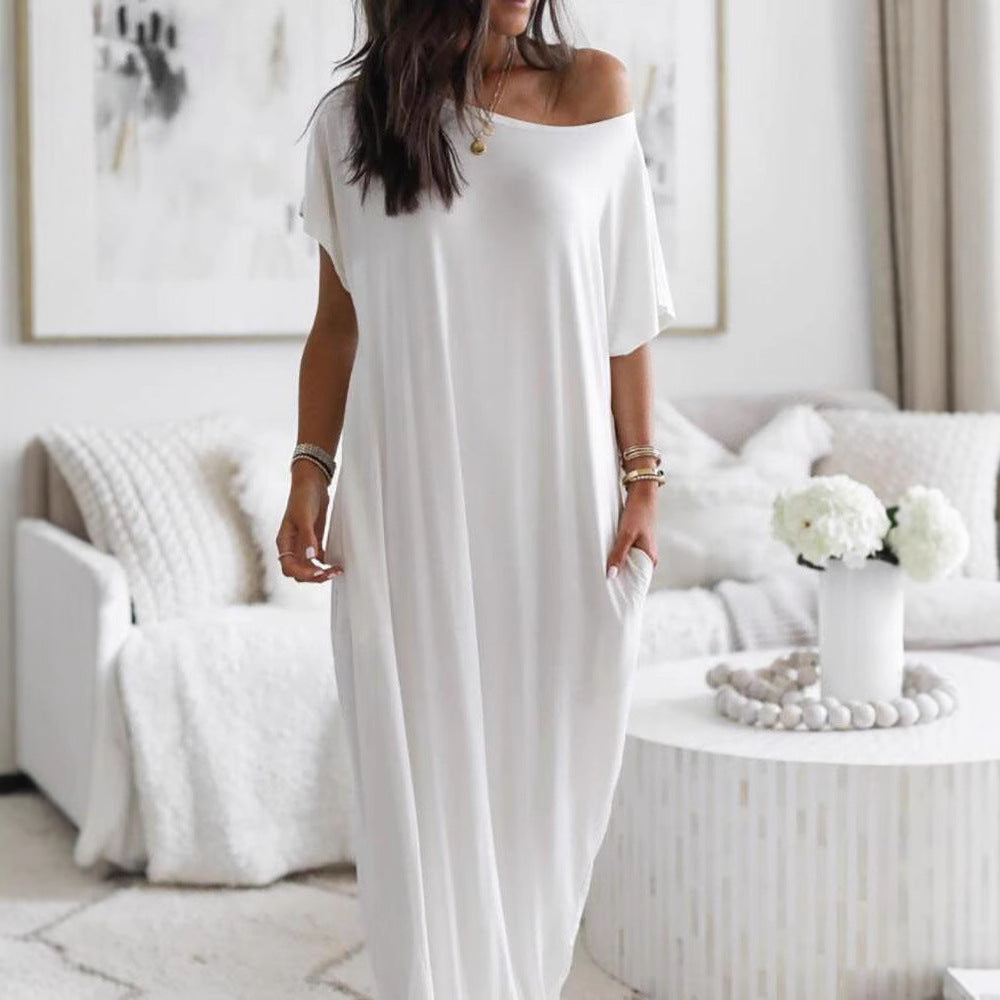 Damen lässiges Maxi-Überkleid mit weitem Schnitt und praktischen Taschen R&B