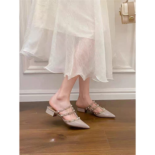 Damen elegante Slingback Sandalen mit dekorativen Nietenverzierungen R&B