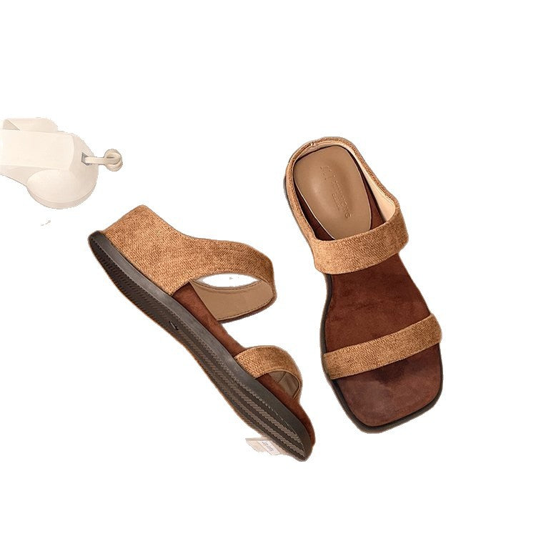 Damen elegante diagonale Riemensandalen mit komfortablem Fußbett R&B