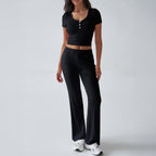 Damen Kombinations-Set mit cropped Oberteil und weiten Hosen R&B