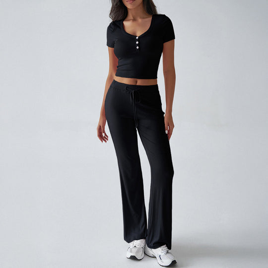 Damen Kombinations-Set mit cropped Oberteil und weiten Hosen R&B