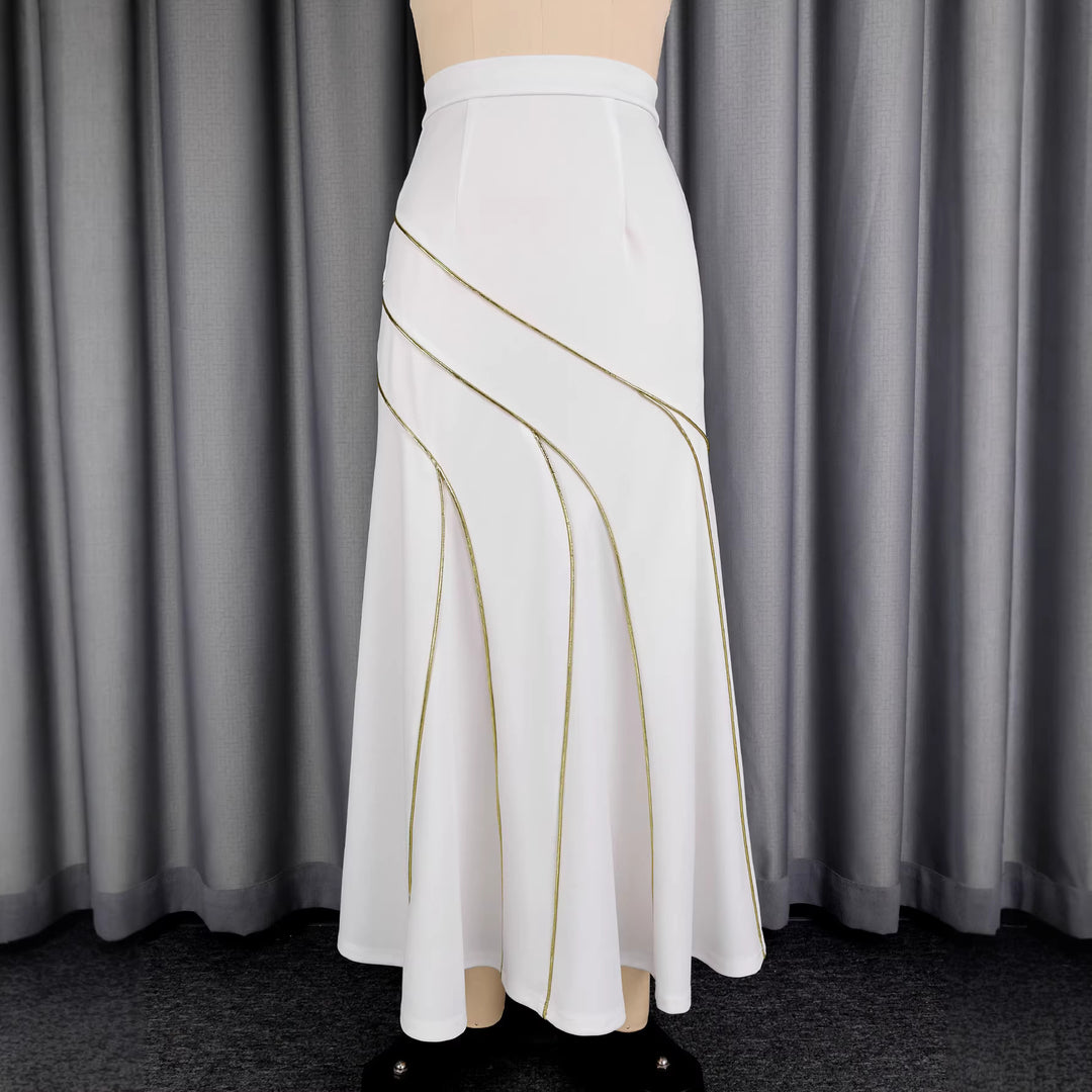 Damen eleganter Rock mit geschwungenen Ziernähten R&B