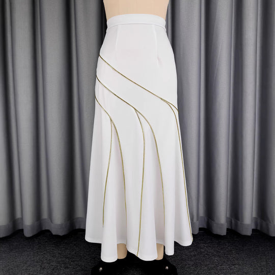 Damen eleganter Rock mit geschwungenen Ziernähten R&B