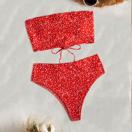 Damen Bandeau-Bikini Set mit hochgeschnittenem Slip R&B