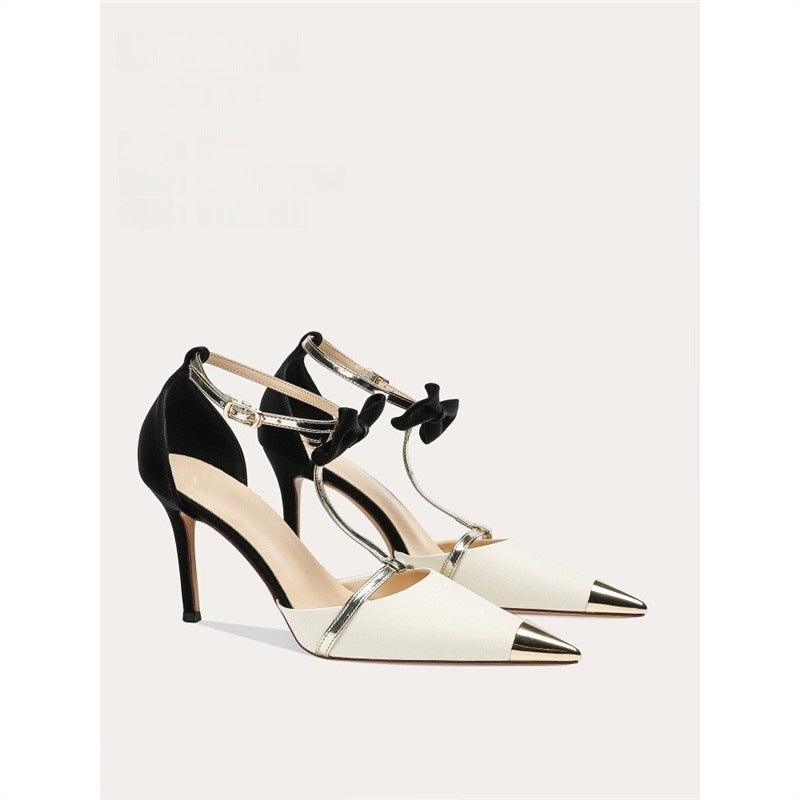 Damen elegante High Heel Schuhe mit modischem Riemendesign und zierlicher Schleifenverzierung R&B