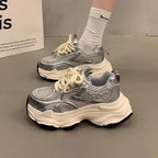Damen Sportliche Chunky Sneakers mit atmungsaktiver Oberfläche und dämpfender Sohle