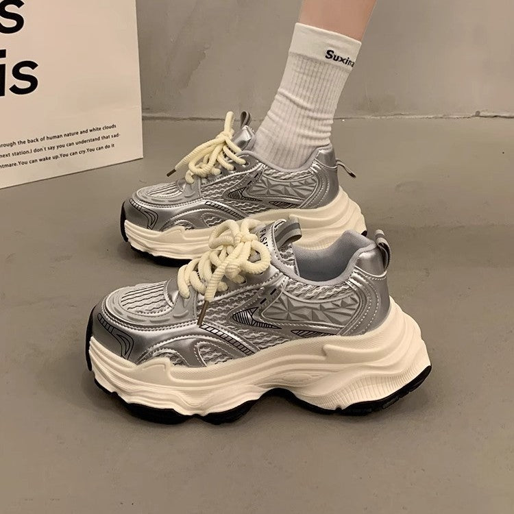 Damen Sportliche Chunky Sneakers mit atmungsaktiver Oberfläche und dämpfender Sohle