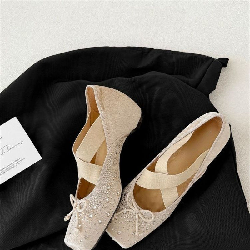 Damen Elegante Ballerina mit Strassverzierungen R&B