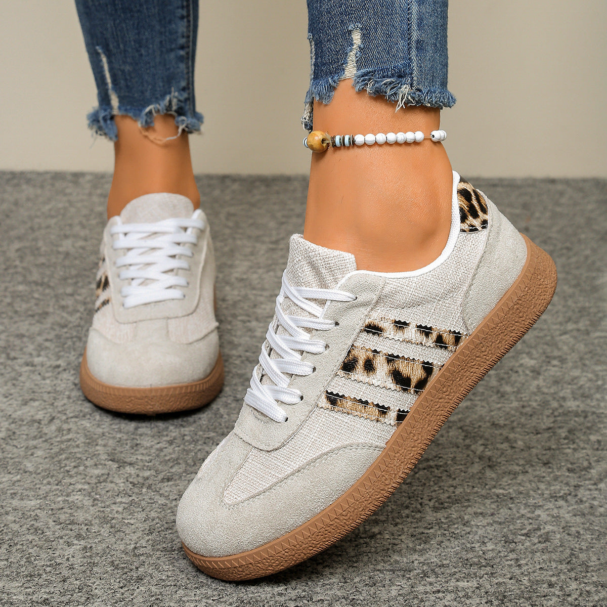 Damen Sneakers mit stylischem Leo-Design und bequemer Dämpfung R&B