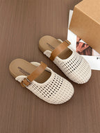Damen Clogs mit geflochtenem Obermaterial und verstellbarem Riemen R&B