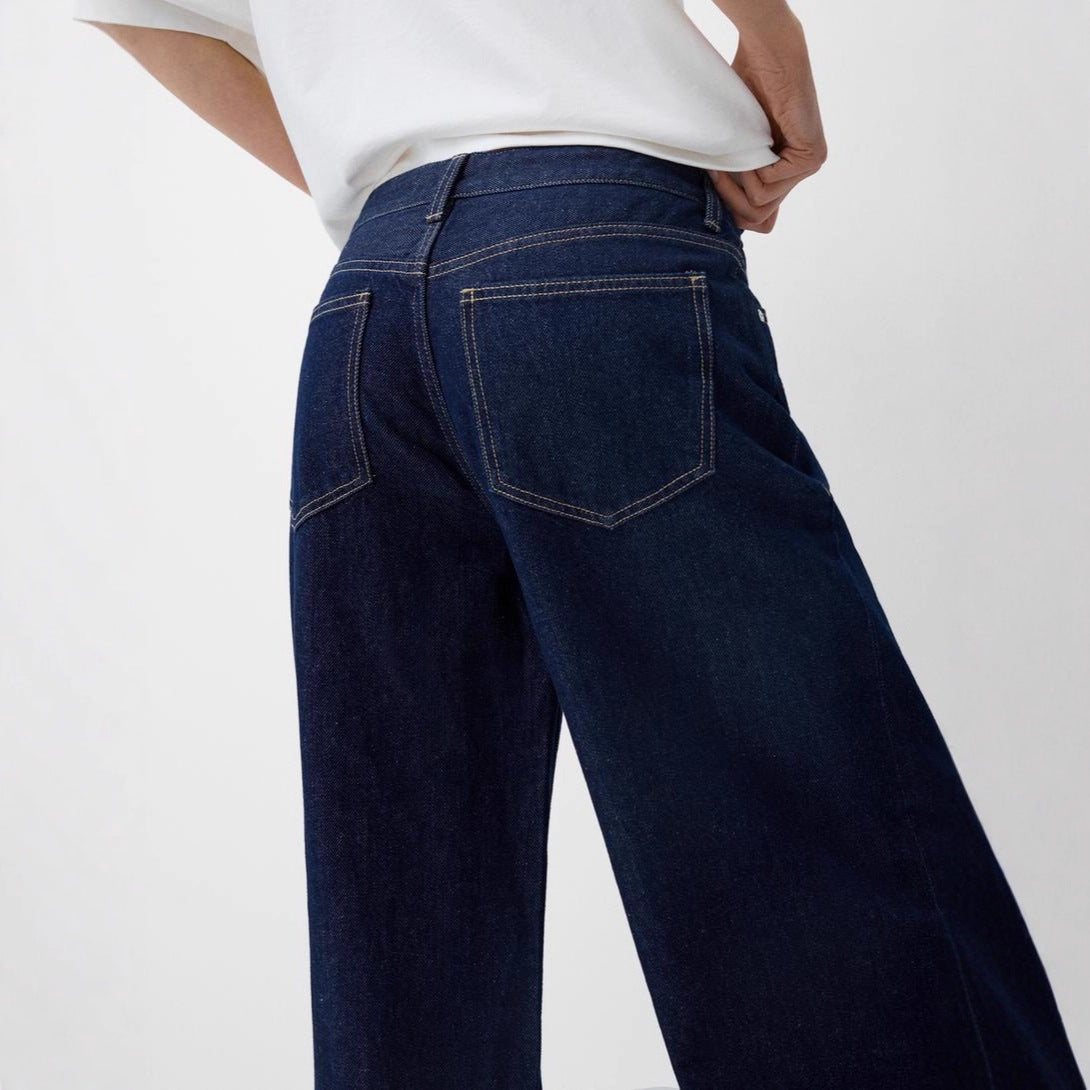Damen Weite High-Waist Denim-Jeans mit bequemem Sitz