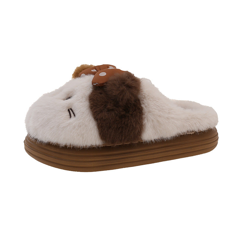 Damen Flauschige Hausschuhe mit süßem Hundefdesign und bequemer Sohle EB