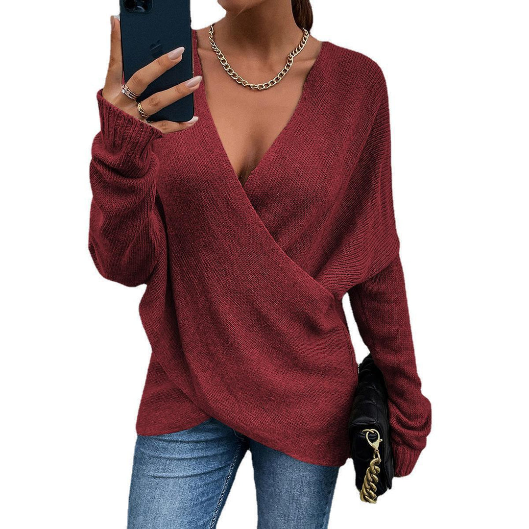 Damen Oversize Strickpullover mit V-Ausschnitt und lässigem Look R&B
