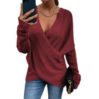 Damen Oversize Strickpullover mit V-Ausschnitt und lässigem Look