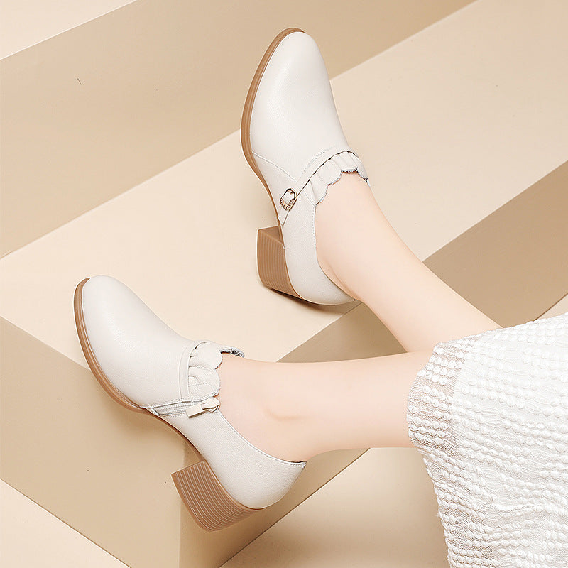 Damen elegante Stiefeletten mit Zierschnalle und komfortablem Absatz R&B