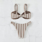 Damen Bandeau-Bikini mit einzigartigem Muster und verstellbaren Trägern