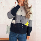 Damen Strickjacke mit festlichem Motiv und Knopfdetails R&B