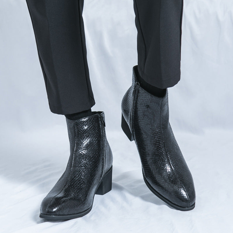Damen Modische Ankle Boots mit schickem Schlangenleder-Design