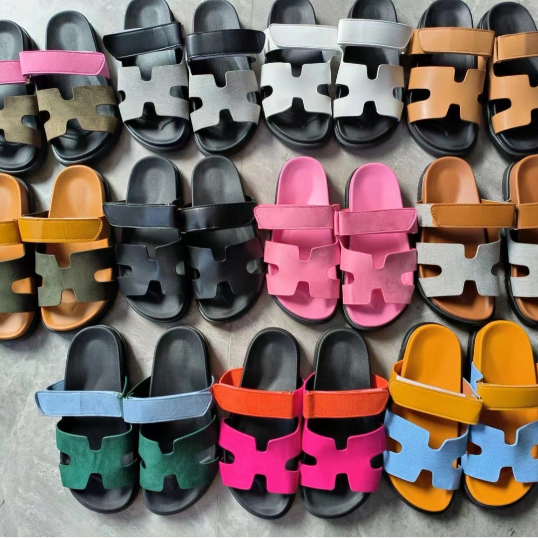 Damen bequeme Kunstleder-Sandalen mit verstellbaren Riemen R&B