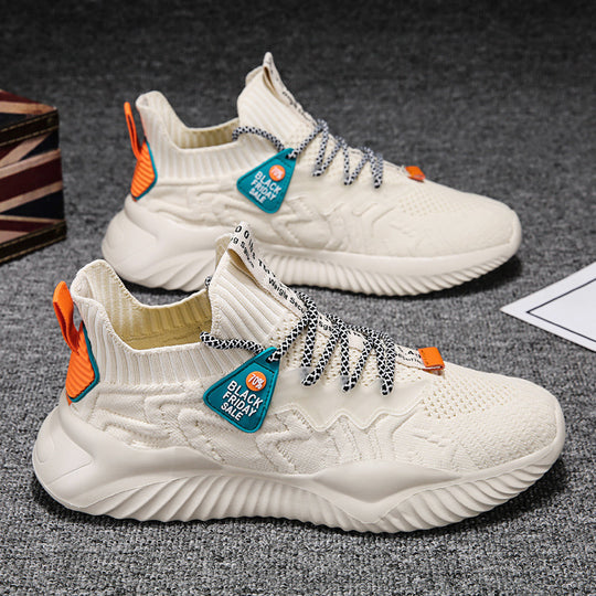 Damen sportliche Obermaterial-Stretch Sneakers mit rutschfester Sohle und hohem Komfort R&B