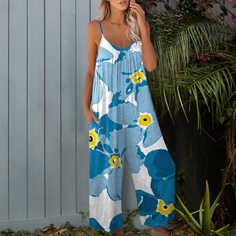 Damen Sommerlicher Overall mit floralem Design und praktischen Taschen R&B