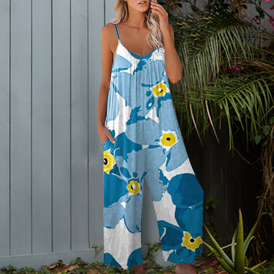 Damen Sommerlicher Overall mit floralem Design und praktischen Taschen R&B