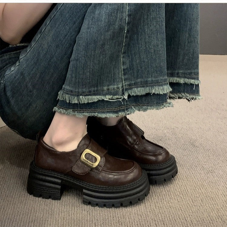 Damen Chunky Schnürschuhe mit robustem Plateau und modischer Schnallen-Applikation R&B