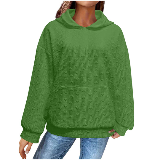 Damen Kapuzenpullover mit strukturiertem Herzmuster R&B