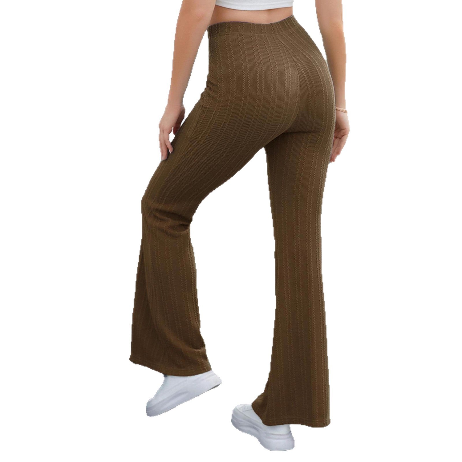 Damen Flared-Pants aus hochwertigem Strickmaterial mit elastischem Bund R&B