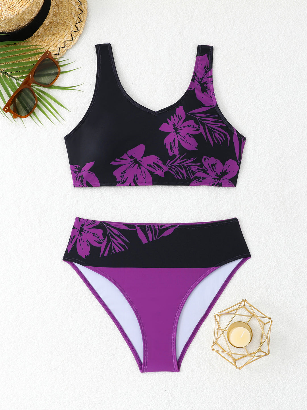 Damen Sportlicher Bikini mit floralem Design R&B