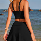 Damen Sportliches Bikini-Set mit modischem Wickeltop und schickem Rock R&B