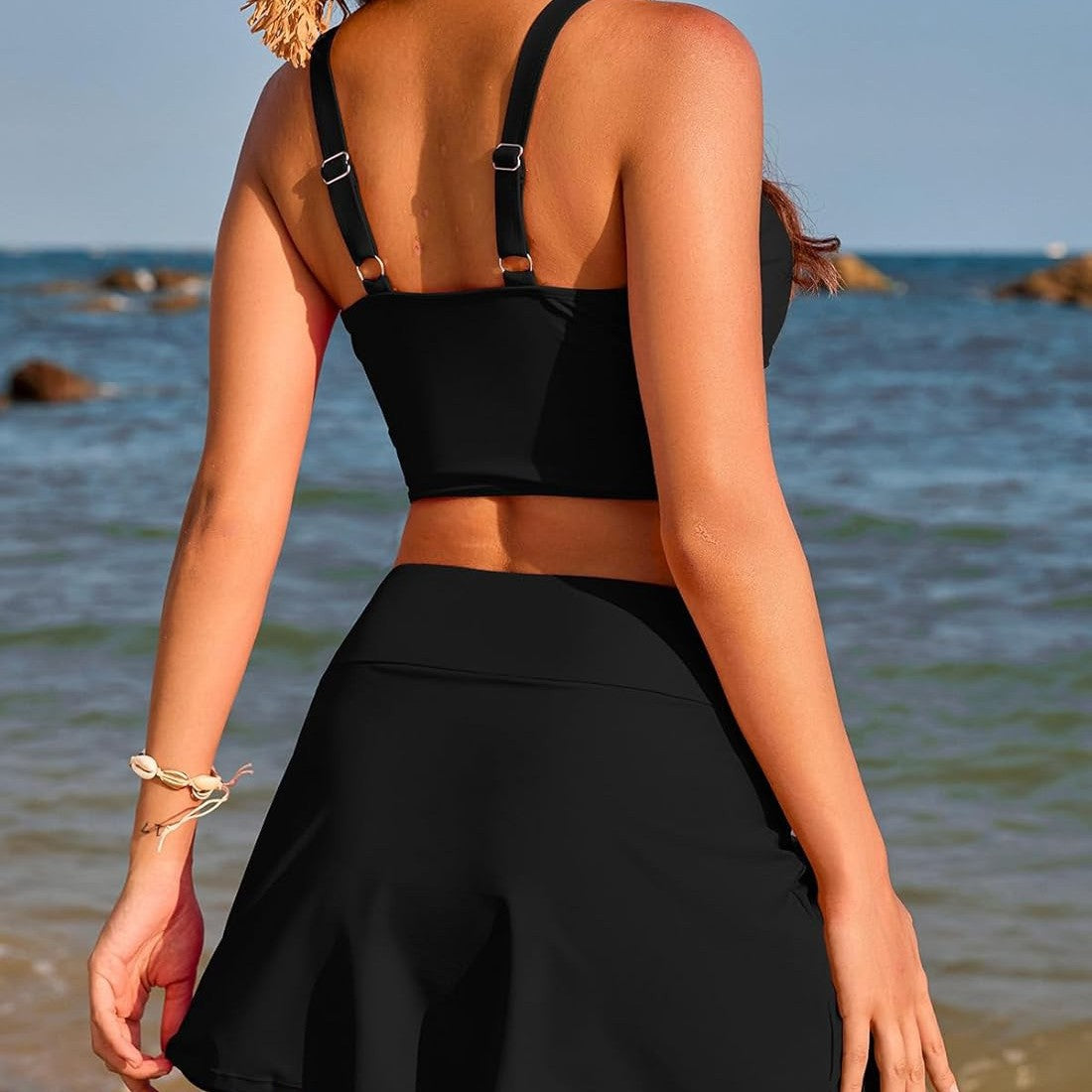 Damen Sportliches Bikini-Set mit modischem Wickeltop und schickem Rock R&B