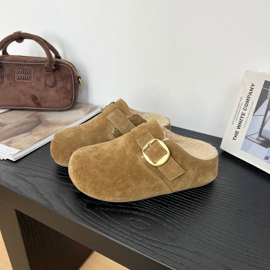 Damen Gepolsterte Wildleder-Clogs mit praktischer Schnallenverzierung R&B