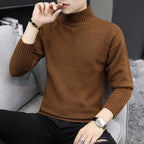 Herren Strickpullover mit hohem Kragen und Rippstrickdetails