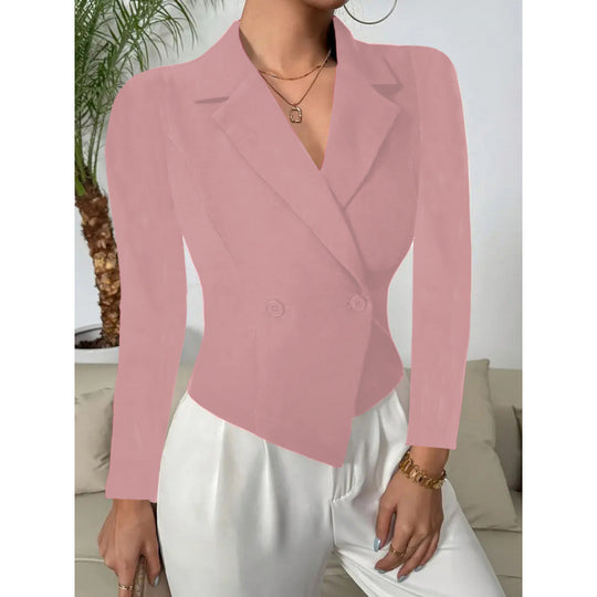 Damen Elegante Blazerjacke mit doppelt knöpfbarer Front und geschwungenem Saum R&B
