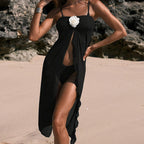 Damen Maxirock mit seitlichem Schlitz und eleganter Blumenapplikation R&B