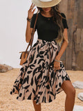 Damen Midi-Kleid mit tailliertem Schnitt und einzigartigem Print R&B