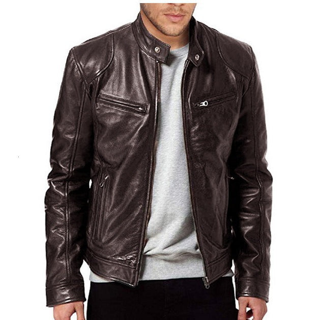 Herren Robuste Leder Bikerjacke