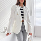 Damen Modischer Blazer mit aufgestickten Taschen und eleganter Knopfleiste R&B