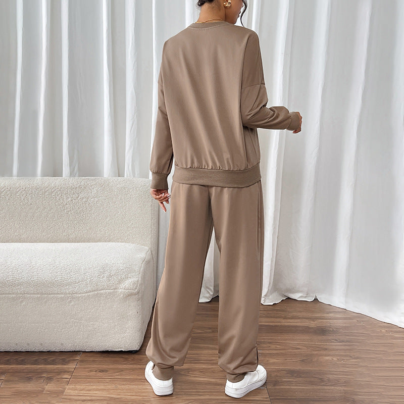 Damen sportliches Sweatshirt- und Jogginghose-Set mit elastischem Bund R&B