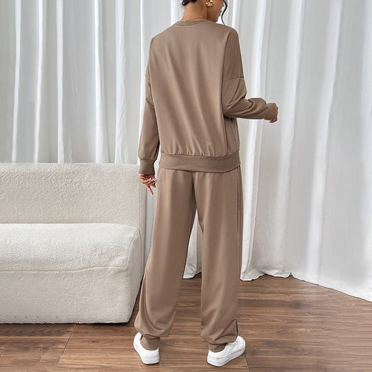 Damen sportliches Sweatshirt- und Jogginghose-Set mit elastischem Bund R&B