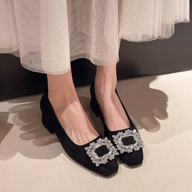 Damen Designer-Blockabsatzpumps mit Glitzerakzenten R&B