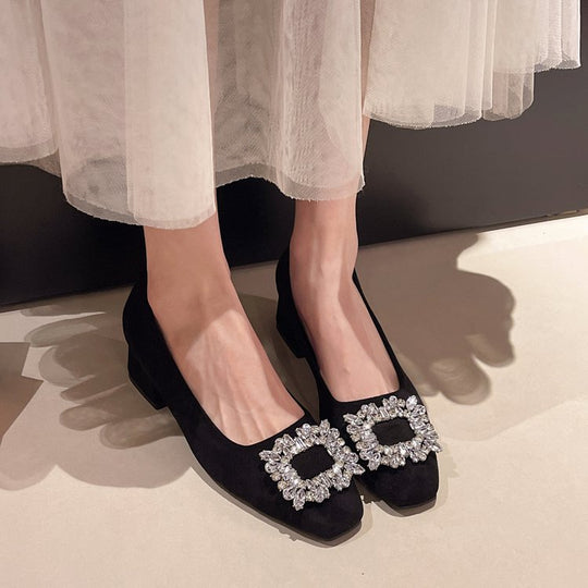 Damen Designer-Blockabsatzpumps mit Glitzerakzenten R&B