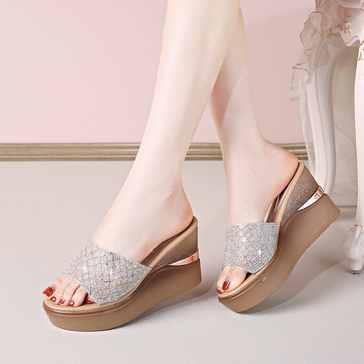 Damen glamouröse Plateausandalen mit zierlicher Strassverzierung R&B