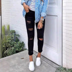 Damen Skinny Jeans mit modischen Rissen