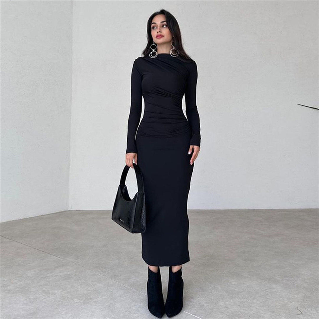 Damen figurbetontes Maxikleid mit eleganter Raffung R&B