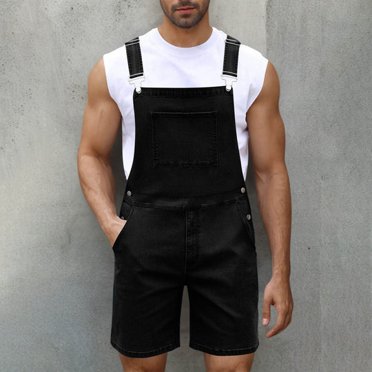 Herren Lässige Denim-Latzhose R&B